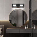 OKELI 2-Light Bathroom Vanity Light, Modern LED Vanity Light Over Mirror, Matte Black Acrylic Wall Light Fixture, 350° Rotatable Lamp Head, Cold White, Non-Dimmable, ETL Listed, 24 Inch