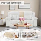 Reclining Sectional Couch Covers Velvet L Shape Recliner Sofa Middle Console Cover for Dogs Pets Washable Anti Slip 1 Additional Recliner Center Console Slipcovers (1 Console, Beige)