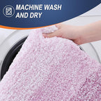 OLANLY Bathroom Rug Set 2 Piece, Soft Absorbent Microfiber Bath Mats and U-Shaped Contour Toilet Rug, Non-Slip, Machine Wash Dry, Plush Shaggy Bath Mats for Bathroom (30"x20"+24"x20", Pinkish-Purple)