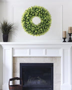 20 Inch Boxwood Front Door Wreaths, Spring and Summer Outdoor Wreath for Front Door, All Seasons Artificial Green Wreath for Farmhouse Wedding Porch Wall St Patricks Day Indoor Decorations
