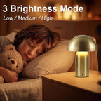 Gold Cordless Table Lamp, LED Rechargeable Battery Operated Desk Lamp, 3-Way Dimming Touch Lamps for Living Room, Small Bedside Nightstand Light for Bedroom