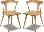 Poly & BARK Mid Century Modern Enzo Dining Chair Solid Oak Wood Set of 2