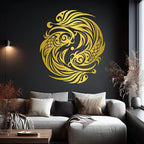Maclou Koi Metal Wall Art, Fish Metal Wall Decor, Koi Fish Wall Decor, Japanese Art Wall Hangings for Living Room, Bathroom. Bathroom (White,19"x17" / 47x42cm)
