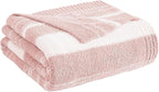 WRENGONGE Pink Throw Blanket, 50x70 Soft Cozy Striped Throw Blankets for Couch, Sofa, Bed, Travel, Lightweight Fluffy Warm Plush Decorative Blankets for Women, Men Gift