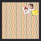 PinPix 18x18 Inch Cork Bulletin Board. This Decorative Framed Pin Board Comes with Multi Color Waves Design and a Satin Black Frame. Ideal for Home Office Decor or Message Board (PinPix-565)
