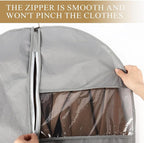 62-Inch Garment Bags Covers,Hanging Clothes Bag, Suit Cover Bags with Clear Window for Hanging Closet Clothes Storage and Travel (Gray)