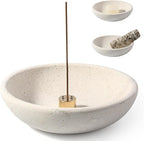 Koville Natural Marble Incense Holder, Incense Holder for Sticks with 9 Holes, Handmade Incense Burner Ash Catcher for Meditation Yoga SPA, Balsam Fir/Palo Santo/Sage/Cone (Lymra Limestone)