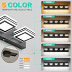SOLFART LED Bathroom Lighting Fixtures - 5 Lights Modern Matte Black Acrylic Vanity Lights for Mirror 32inch 24W 5CCT