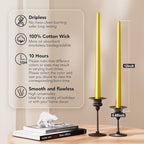 12-Inch Tall Dripless Taper Candles Set of 4 - Gold Tapered Candles, Perfect for Wedding,Christmas - Smokeless, Unscented, Long Burning - Hand Poured, Colored Tall Candlesticks - doradas