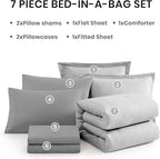 Monbix Full Size Comforter Set, Grey Bedding Comforter for Full Size Bed Set Reversible, Bedding Sets Full 7 Pieces, Cationic Dyeing Bed in a Bag with Comforter, Sheets, Pillowcases & Shams