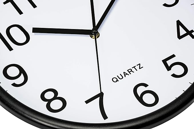Bernhard Products Black Wall Clocks Large 13 Inch, Silent Non Ticking 2 Pack, Quality Quartz Battery Operated Round Easy to Read Home/Office/Business/Classroom/School Clock
