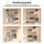 Homde Closet Organizer System Wall Mounted, 4-8 Ft. Adjustable and Expandable Metal Wire Shelving , Custom DIY Wardrobe Kit with Shelf, Clothes Hanging Rods,White