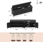 HOMEFORT 54.4" Shoe Bench with Lift Top Storage, Entryway Bench with Cushioned Seat, Wooden End of Bed Bench, Shoe Cabinet Bench with Hidden Storage Space, for Bedroom, Hallway,Black
