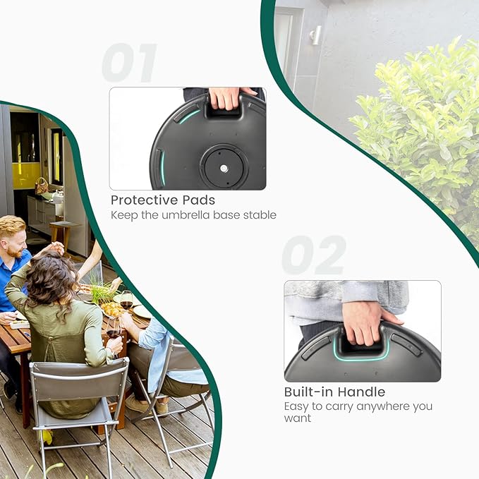 Giantex 66 lbs Fillable Umbrella Base, 18 inch Umbrella Stand Water and Sand Filled, Round HDPE Weighted Market Table Umbrella Holder for Outdoor Deck Garden