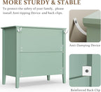 Large Sage Green 3 Drawer Dresser, Painted 30 Inch Tall Wood Nightstand with Storage, Wide Modern Chest of Drawers with Ball Bearing Slide for Bedroom Hallway Living Room Entryway Office