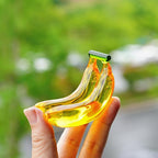 Handmade Glass Fruit Decor Crystal Banana Figurine Yellow Fruits Decoration for Home Kitchen Glass Banana Ornament Fall Harvest Thanksginging Centerpiece Decor for Home Office Desk