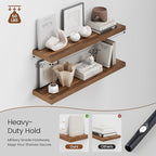 Heimlove 48W x 12D Long Floating Shelf, 12 Inch Deep Floating Shelves for Wall Set of 2, Wood Shelves for Bedroom Living Room Bathroom Kitchen Home Office, Walnut