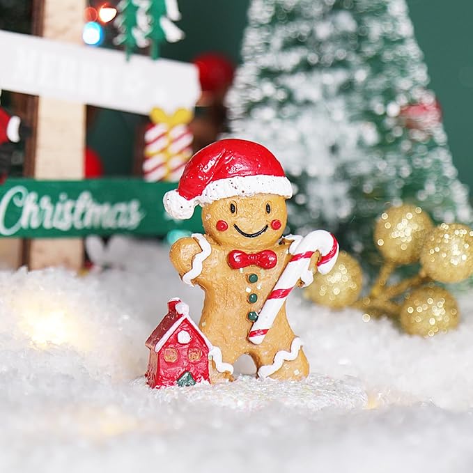 NINIPAPA Christmas Village Gingerbread Decoration Ornament, Cute Gingerbread Chritmas Decor for Xmas Town Decoration DIY Craft Party Supplies