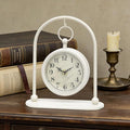 Vintage Small Table Clock, Farmhouse Table Clock, Silent Non-Ticking Battery Operated Desk and Shelf Clocks for Living Room Bedroom Kitchen Home Decor-Cream