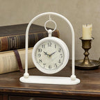 Vintage Small Table Clock, Farmhouse Table Clock, Silent Non-Ticking Battery Operated Desk and Shelf Clocks for Living Room Bedroom Kitchen Home Decor-Cream