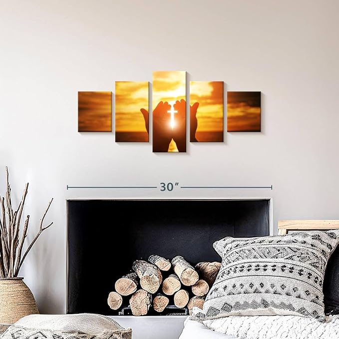 Elephant Stock Religion Wall Art Multi Piece Canvas - 5 Panel Christian Pictures Decor - Digital Design Canvas Print - Christian Wall Decor - 29" X 12"