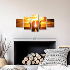 Elephant Stock Religion Wall Art Multi Piece Canvas - 5 Panel Christian Pictures Decor - Digital Design Canvas Print - Christian Wall Decor - 29" X 12"