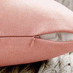 MIULEE Pack of 2 Decorative Outdoor Solid Waterproof Throw Pillow Covers Spring Valentine Faux Linen Garden Farmhouse Cushion Cases for Patio Tent Balcony Couch Sofa 20x20 Inch Light Pink