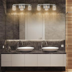 SineRise 3-Light Brushed Nickel Vanity Light with 3 Color Modes (3000K/4000K/6000K), Eye Protection LED Bathroom Light Fixture, Dimmable Modern Wall Light Over Mirror with Clear Glass Shade