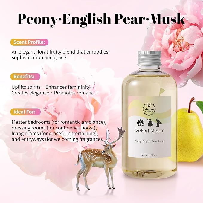 Luxury Hotel Fragrance Essential Oil 8.5oz & Floral Reed Diffuser Refill | Home & Car Aroma Air Freshener Scent | for Diffusers, Humidifier, Room Spray & Aromatherapy | Waterless Refills & Candle Oils