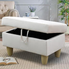 Simple Deluxe Ottoman with Storage, 28.5''Upholstered Foot Rest Stool for Living Room, Bedroom, Entryway, Multi-Functional Storage Ottoman Bench with Hinged Lid, White