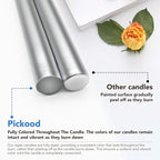 New Burning Formula Unscented Dripless 10-Inch Taper Candles Set of 12 - Silver, for Wedding, Dinner - Smokeless, Long Burning - Hand Poured, Colored Tall Candlesticks - Plata