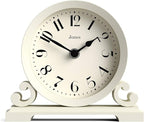 JONES CLOCKS® Saloon Mantel Clock | Traditional Double Scroll Design | Pale Cream | Contemporary Classic Style for Desk, Table, Shelf or Bedside