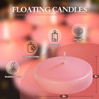 3 inch Floating Candles 30 Packs Pink Floating Candle for Centerpieces 8-9 Hours Floating Candles 3” Water Candles for Cylinder Vases, Pool, Wedding, Valentine's