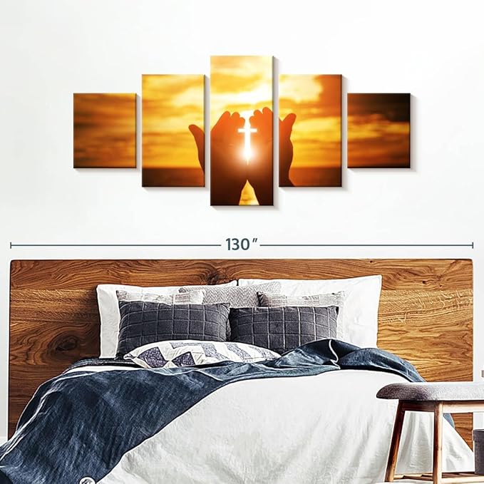 Elephant Stock Religion Wall Art Multi Piece Canvas - 5 Panel Christian Pictures Decor - Digital Design Canvas Print - Christian Wall Decor - 92" X 42"