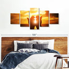 Elephant Stock Religion Wall Art Multi Piece Canvas - 5 Panel Christian Pictures Decor - Digital Design Canvas Print - Christian Wall Decor - 92" X 42"