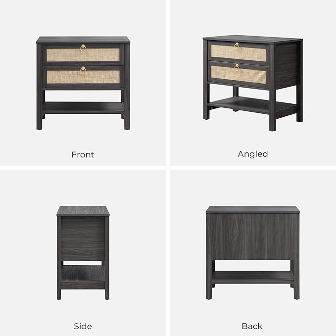 SICOTAS Nightstands Set of 2 for Bedroom, Bedside Tables with Drawer & Open Shelf, Modern Boho Nightstand Set for Master Bedroom