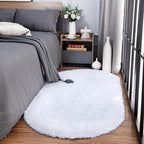 Noahas Fluffy White Rugs for Bedroom Living Room,2'X5' Oval Throw Rug for Kids Room,Shag Hallway Runner Rug,Small Soft Shaggy Bedside Non-Slip Plush Nursery Dorm Carpet Home Decor Aesthetic