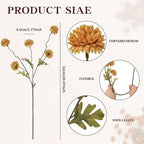 DuHouse 6pcs Artificial Flowers Faux Silk Pompon Mum,Silk Small Mini Chrysanthemum Ball with Stems for DIY Bouquets Centerpieces Vase Home Table Kitchen Decorations(Vintage Yellow)
