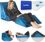 Lunix 5pcs Orthopedic Bed Wedge Pillow Set for Sleeping – Adjustable Post Surgery Back, Leg & Knee Support, Acid Reflux & GERD Relief, Memory Foam Head Pillows, with Hot/Cold Pack, Blue