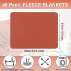 Newwiee 48 Pcs Fleece Throw Blankets Bulk 50'' x 60'' Oeko-tex Standard 100 Certified Spring Outdoor Wedding Guest Blankets Lightweight for Sleepover Donation Lap Pet Sofa Home (Reddish Brown)