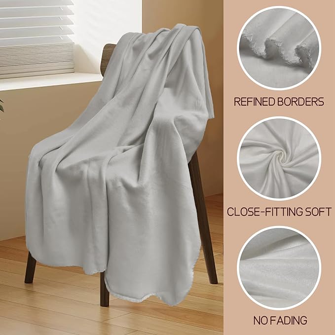 24 Pcs Fleece Blankets Bulk 60 x 50 in, Soft Lightweight Throw Blankets in Bulk Large Cozy Wool Blankets for Wedding Use, All Season, Gifts & Home, Homeless Men Women (Gray)