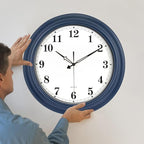 18 Inch Large Wall Clock, Battery Operated Silent Non-Ticking Indoor Outdoor Clock, Vintage Decorative Analog Metal Wall Clock for Living Room, Kitchen, Office, Patio - Blue