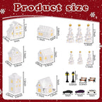 Bbiamsleep 1 Inch Christmas Mini Village Sets White Resin Miniature Village Houses Figurines and Accessories Christmas Miniature Houses for Home Xmas Winter Decor, Set of 19