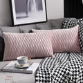12x20 Pink Throw Pillow Covers: 2 Pack Original Striped Velvet Rectangular Decorative Pillow Cases for Farmhouse Couch