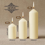 18 Pack Ivory Pillar Candles Bulk Set, 2x3 2x4 2x6 Inch - 6 Each Size, Dripless Smokeless Clean Burning for Wedding Centerpieces, Home Decor, Church, Romantic Ambiance！