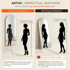 Antok Full Length Mirror, 68"x26" Floor Mirror, Arched Floor Standing Freestanding Arch Full Body Mirrors with Stand for Bedroom, Hanging Mounted for Living Room Cloakroom,Gold