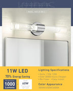 kudos Brushed Nickel Bathroom Sconces Wall Lighting, LED Bathroom Vanity Light Fixtures with Crystal Bubble and Clear Glass, 3000K/4500K/6000K Adjustable, KDVL05-BN-2