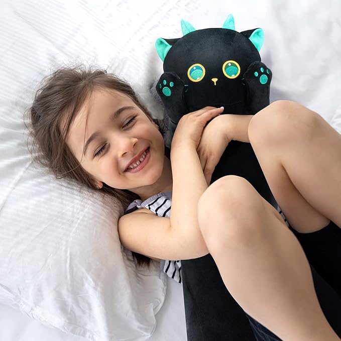 Mewaii Long Cat Plush, 5 Sizes, 120% Extra Filling Giant Plushness Kids Body Pillow, Kawaii Cute Big Eyes Stuffed Animal Plushie, Big Long Body Pillow Cat Plush Gift for Girls 20'