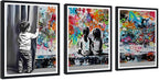 Novatique Graffiti Canvas Wall Art Colorful Street Wall Art Abstract Cool Art Painting Banksy Poster Print for Living Room Office,16" x 24" x 3pcs
