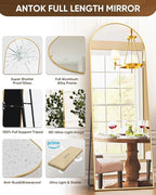 Antok Full Length Mirror, 65"x22" Floor Mirror Freestanding, Full Body Floor Standing Mirror with Stand for Bedroom, Hanging Mounted for Living Room Cloakroom, Gold